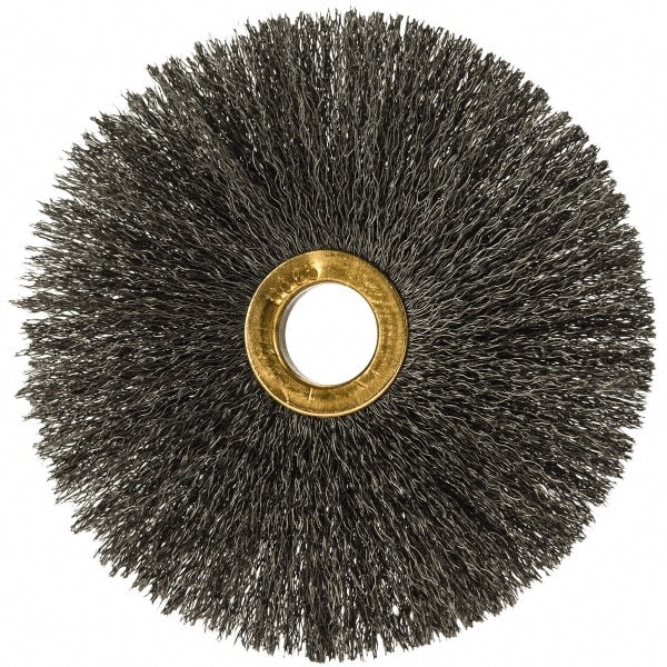 Wheel Brush: 4" Wheel Dia, Crimped