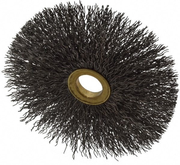 Wheel Brush: 4" Wheel Dia, Crimped