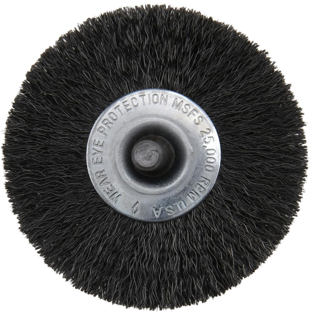 Osborn Wheel Brush: 2-1/2" Wheel Dia, 7/16" Face Width, 0.0080" Wire Dia, Crimped - Carbon Steel, 25000 RPM | Part #0001143900