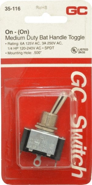 Off-On Sequence Medium Duty Toggle Switch Bat Handle Actuato... GC/Waldom SPST 