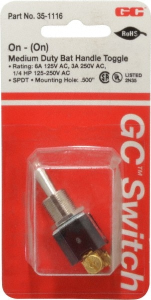 GC//Waldom SPST Off-On Sequence Medium Duty Toggle Switch Bat Handle Actuato...