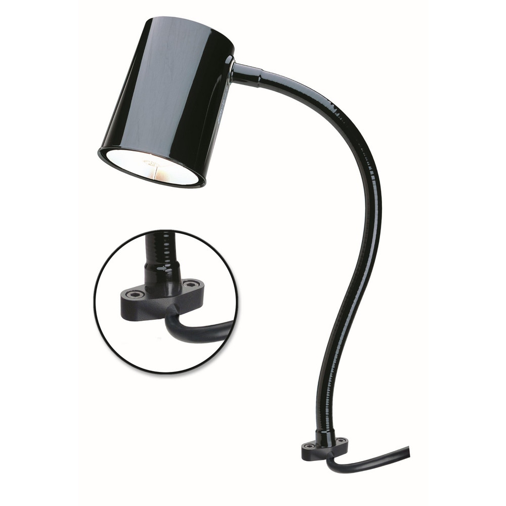 Task Light: Incandescent, 24" Reach, Gooseneck Arm, Direct, Black