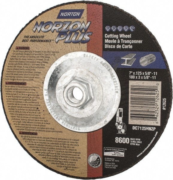 Depressed Center Wheel: Type 27, 7" Dia, Ceramic