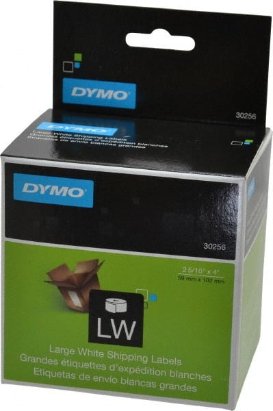 Dymo 30256 Label Maker Label: White, 4" OAL, 2-5/16" OAW, 300 per Roll, 1 Roll 