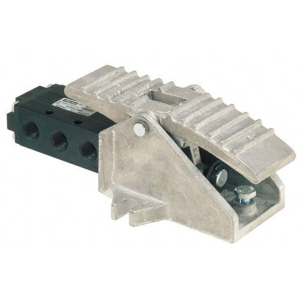 Mechanically Operated Valve: 4-Way & 2-Position, Treadle-Manual Return Actuator, 1/4" Inlet, 1/4" Outlet, 2 Position - 0.83 CV Rating, 0 to 150 Max psi