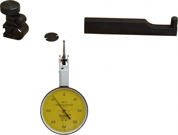 TESA Brown & Sharpe 599-7031-13 Dial Test Indicators: 0.8 Min, 0-0.4-0, 0.01 mm Accuracy, Horizontal 