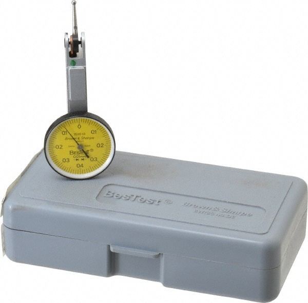 TESA Brown & Sharpe 599-7030-14 Dial Test Indicators: 0.8 Min, 0-0.4-0, 0.01 mm Accuracy, Horizontal Image