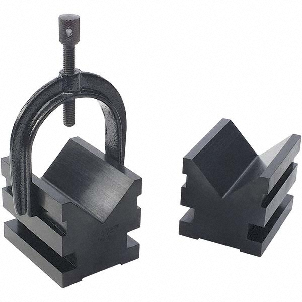 V-Block: 2-1/2" Max Capacity, 90&deg; V Angle - 3" OAL, 2-1/2" OAW, 2-1/2" OAH