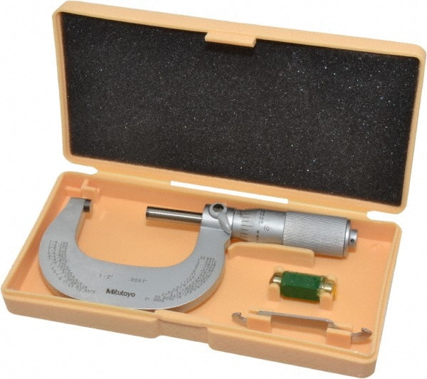 Mechanical Outside Micrometer: 2" Range, 0.0001" Graduation
