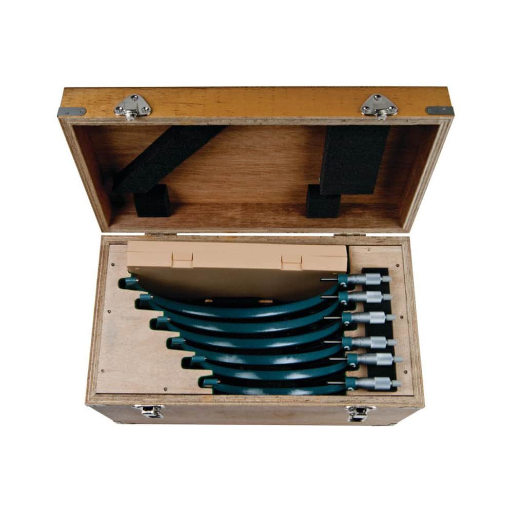 Mitutoyo 103-906 Mechanical Outside Micrometer Set: 6 Pc, 6 to 12" Measurement 