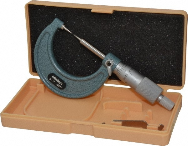 1 Inch, 38mm Throat Depth, Ratchet Stop, Mechanical Point Micrometer