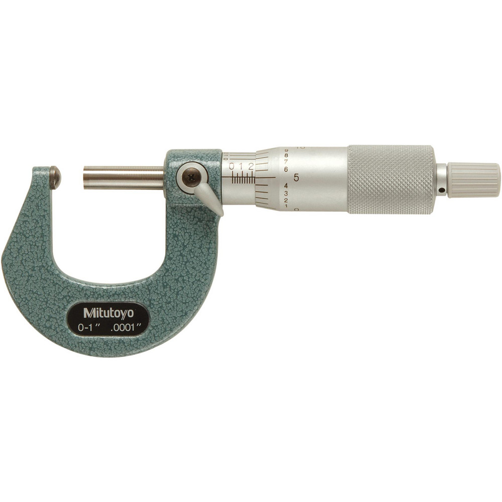 1 Inch Max Measurement, 0.0001 Inch Graduation, Spherical Face Micrometer
