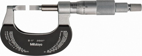 Mitutoyo 122-125-10 Blade Micrometer: 1" Max, Mechanical Image