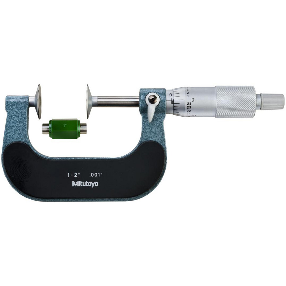 1 to 2 Inch, 0.001 Inch Graduation, Ratchet Stop Thimble, Mechanical Disc Micrometer