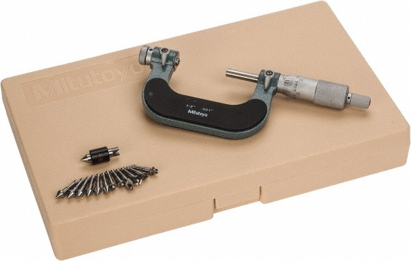 1 to 2" Range, Mechanical Screw Thread Micrometer - Ratchet Stop Thimble, 0.001" Graduation, 0.0002" Accuracy