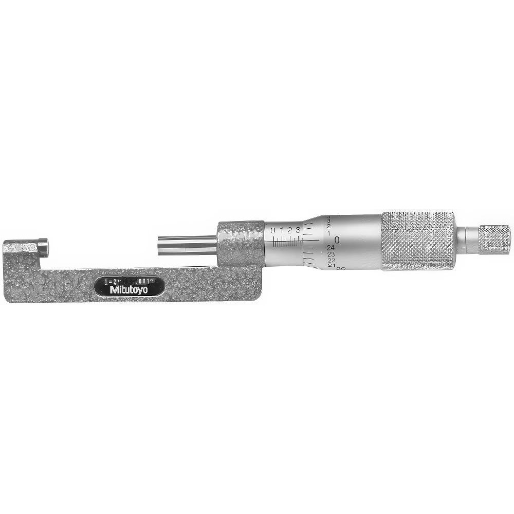 Mitutoyo 1 to 2" Range, Mechanical Hub Micrometer - 0.001" Graduation, 0.0001" Accuracy | Part #147-352