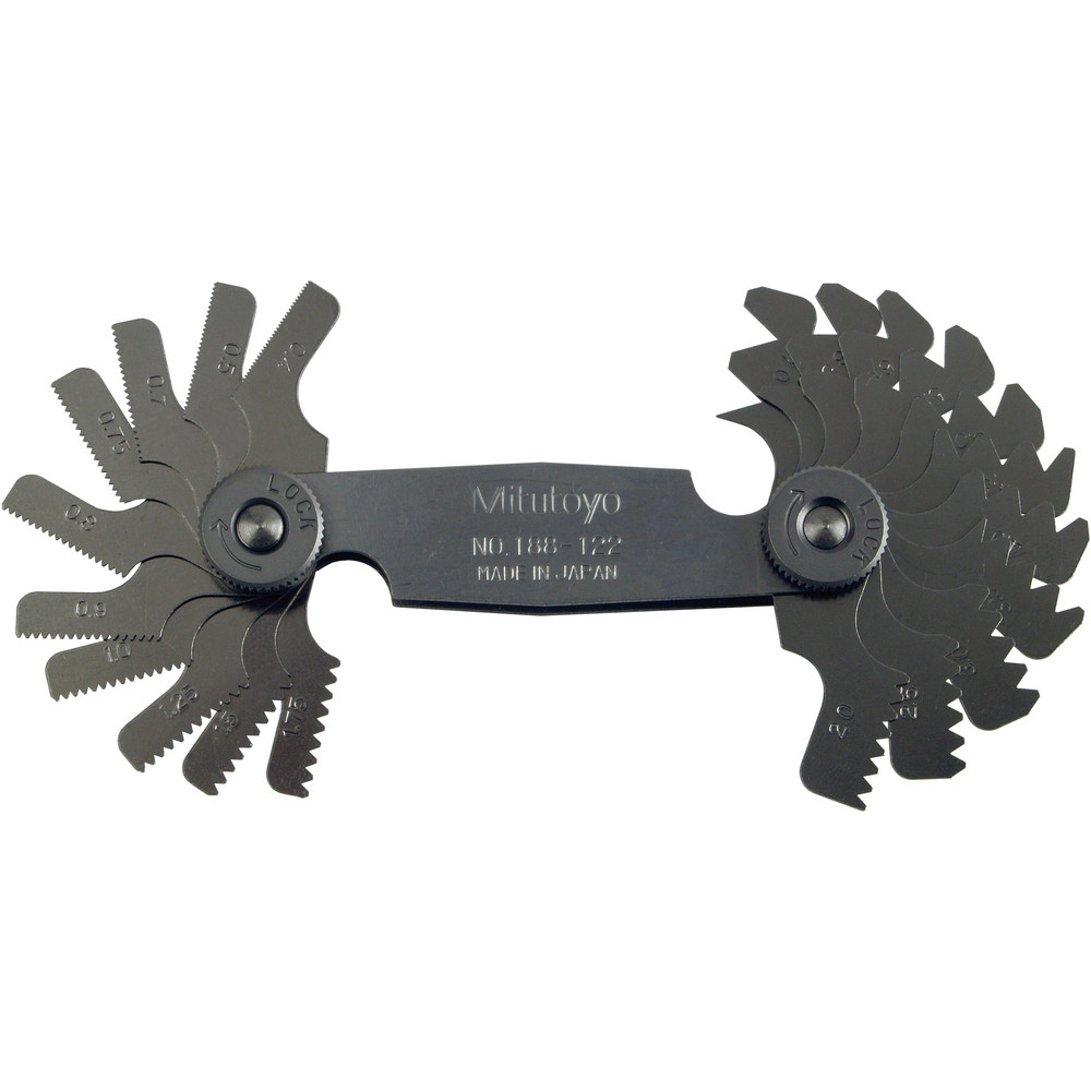 Mitutoyo - 21 Leaf, 0.4 to 7mm Pitch Range, Screw Pitch Gage