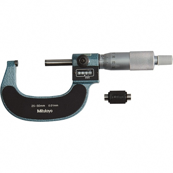 Mitutoyo - Electronic Outside Micrometer: 25 mm Min, Carbide-Tipped ...