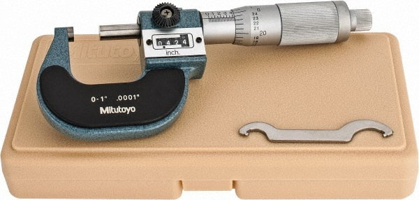 Mitutoyo 193-212 Digit Outside Micrometer +/-0.0001 Accuracy 1-2 Range Friction Thimble 0.0001 Graduation