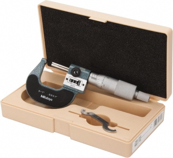 1 Inch Max Measurement, 0.0001 Inch Graduation, Spherical Face Micrometer