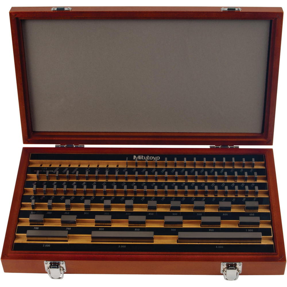 Gage Block Set: 0.05 to 4'' Range, 81 Pc, AS-1 Grade, Steel