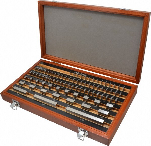 Gage Block Set: 0.05 to 4'' Range, 81 Pc, AS-1 Grade, Steel
