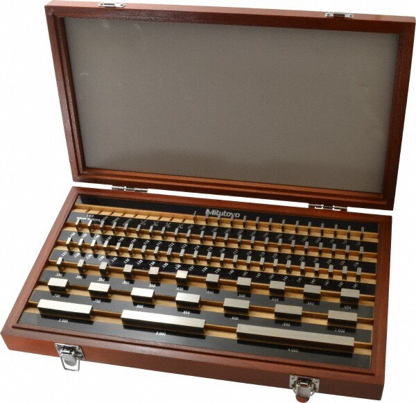 Gage Block Set: 0.05 to 4'' Range, 81 Pc, AS-2 Grade, Steel