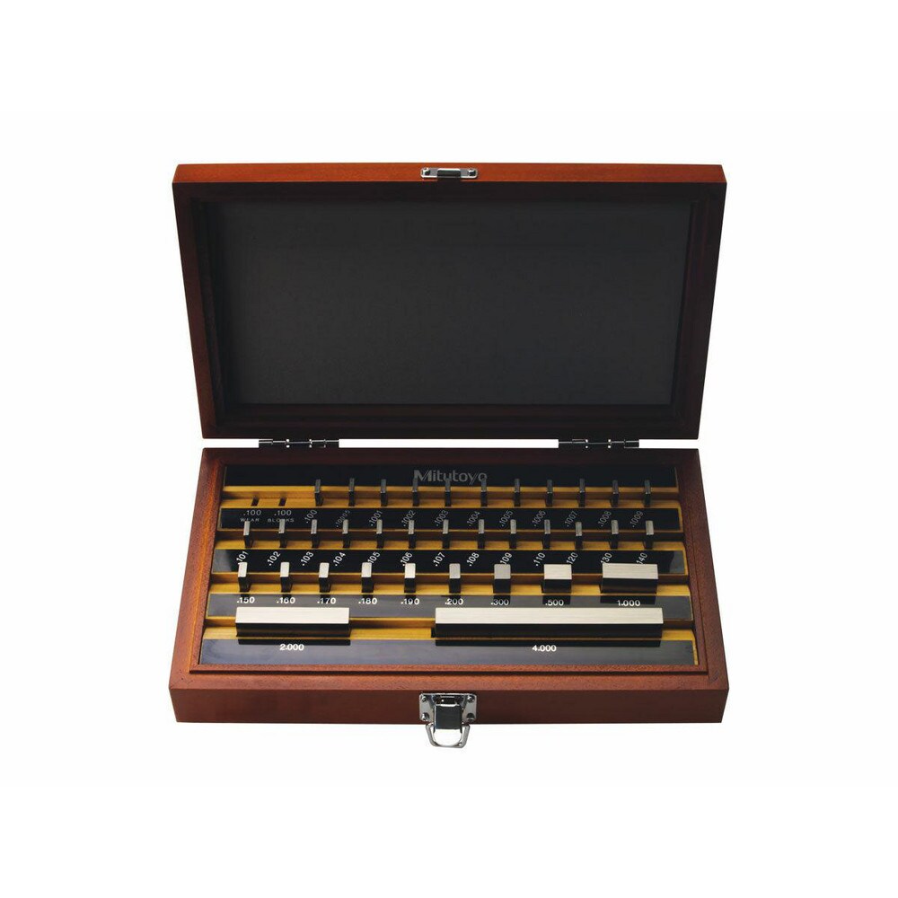 Gage Block Set: 0.1001 to 4'' Range, 35 Pc, AS-1 Grade, Steel