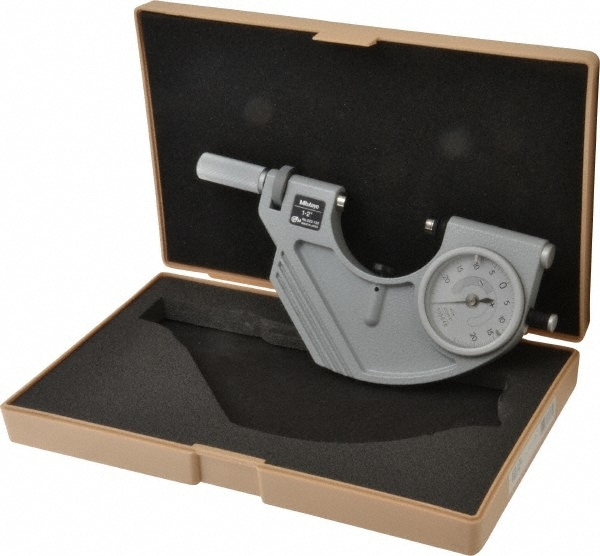 Mitutoyo 523-132 Mechanical Outside Micrometer: 2" Range, 0.00005" Graduation 