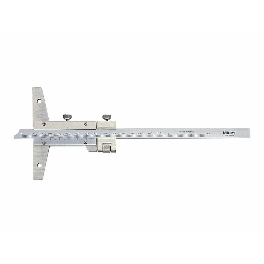Mitutoyo 527-103 0 to 300mm Measurement Range, 410mm Rule Length, 4 Inch Base Length, Vernier Depth Gage 