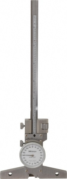 0 to 6 Inch Range, Stainless Steel, White Dial Depth Gage