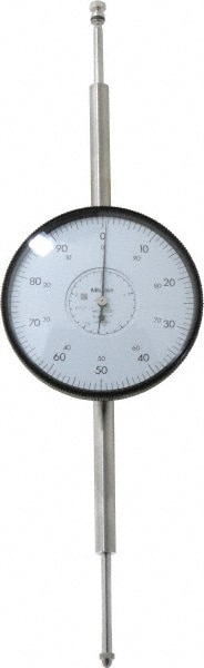 Mitutoyo 4887A-19 Dial Drop Indicator: 3" Range, 0-100 Dial Reading, 0.001" Graduation, 3-5/8" Dial Dia 