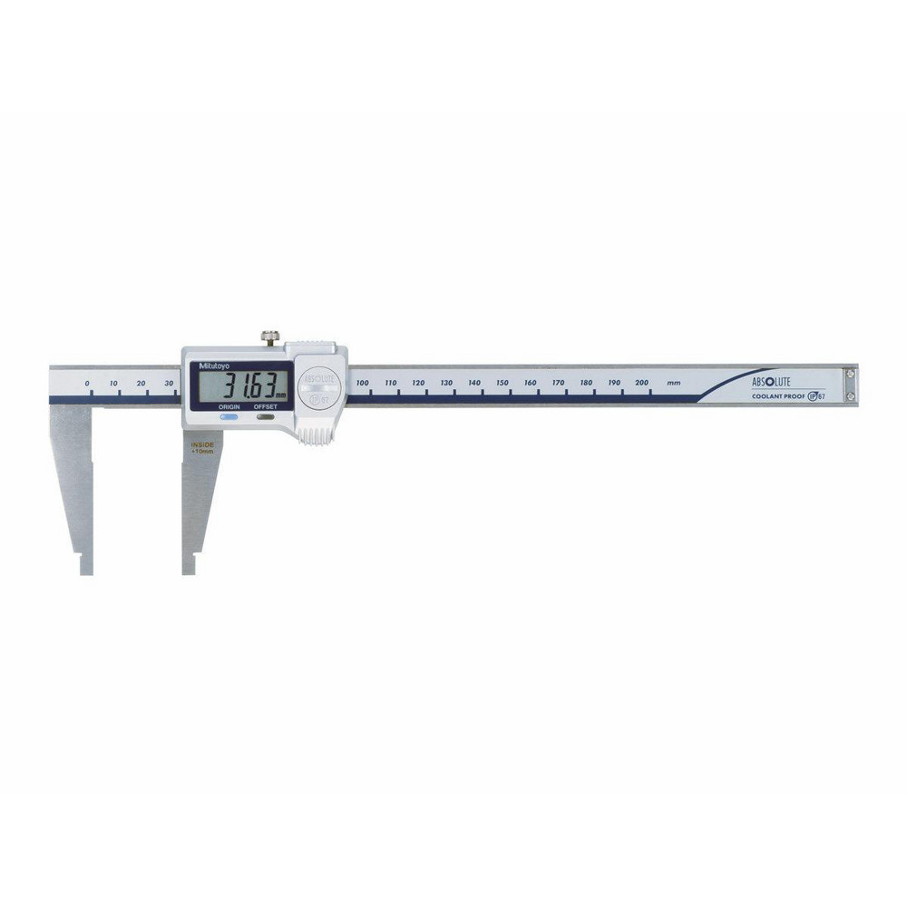 Electronic Caliper: 450.00 mm, 18", 0.01 mm, 0.0005" Resolution, +/-0.05 mm, +/-0.0020" Accuracy, Data Output, Stainless Steel - Stainless Steel, Inside Dia & Outside Dia