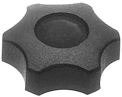 Scalloped Knob: 1.1" Head Dia, 6 Points, Thermoplastic Elastomer, Black