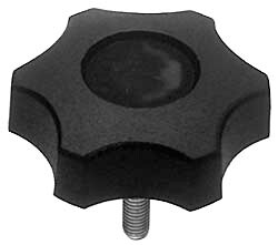 Scalloped Knob: 1.1" Head Dia, 6 Points, Thermoplastic Elastomer, Black