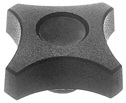 Lobed Knob: 1-3/32" Head Dia, 4 Points, Thermoplastic Elastomer, Black