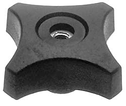 Lobed Knob: 2" Head Dia, 4 Points, Thermoplastic Elastomer, Black