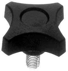 Lobed Knob: 1-3/32" Head Dia, 4 Points, Thermoplastic Elastomer, Black