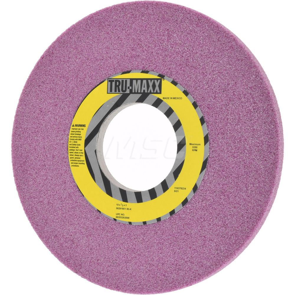 Tru-Maxx 66253292698 Surface Grinding Wheel: 10" Dia, 1/2" Thick, 3" Hole, 80 Grit, K Hardness Image