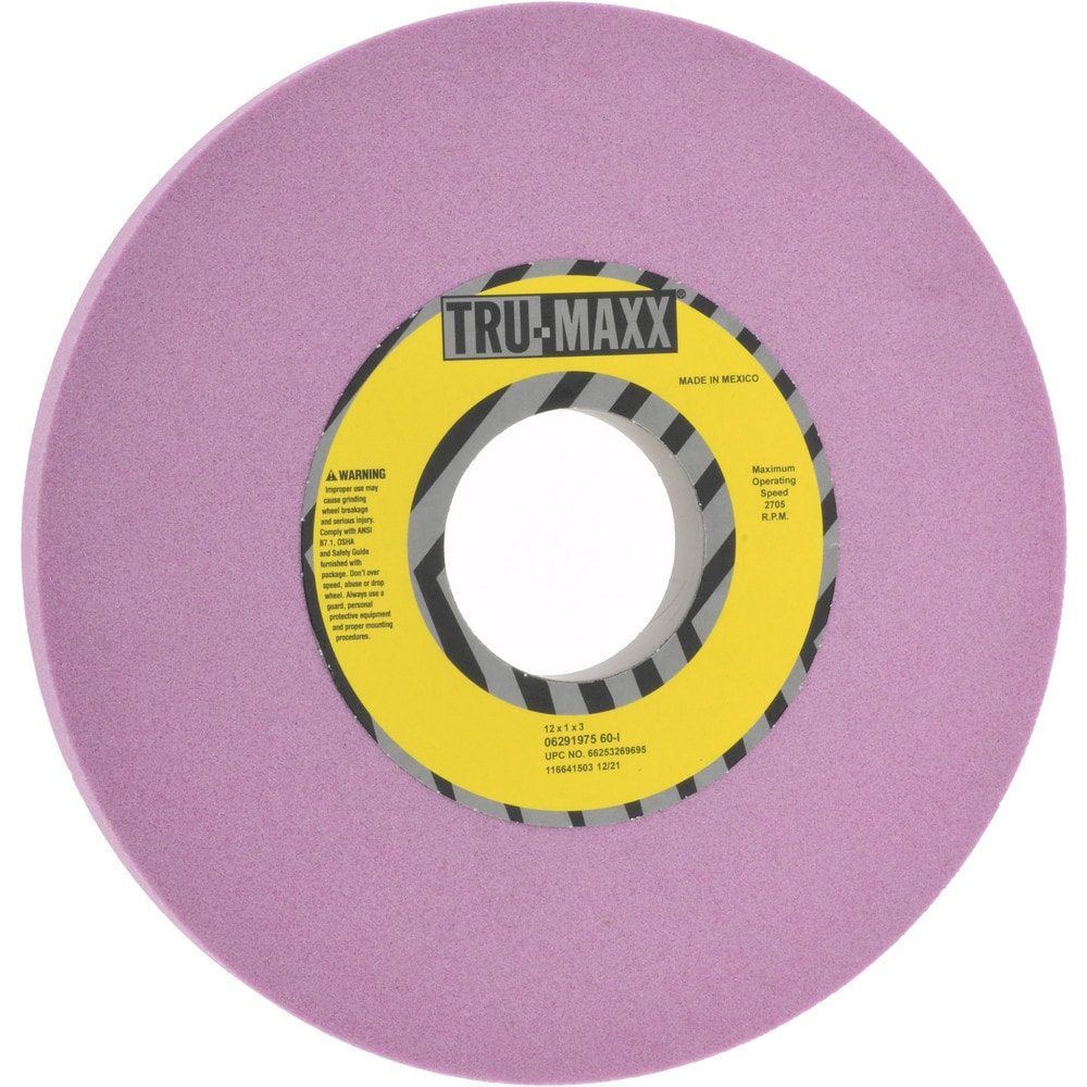 Tru-Maxx 66253269695 Surface Grinding Wheel: 12" Dia, 1" Thick, 3" Hole, 60 Grit, I Hardness 