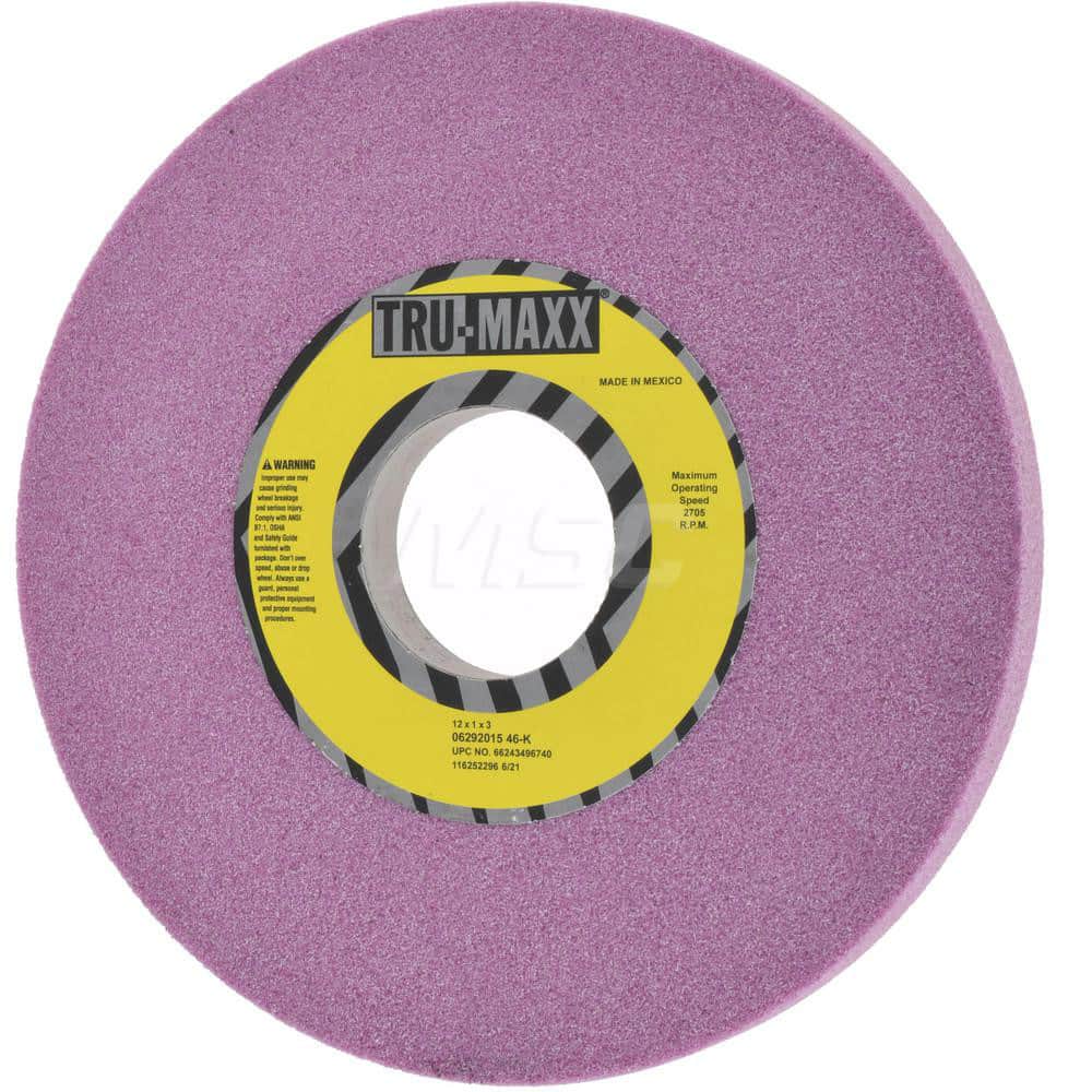 Tru-Maxx 66243496740 Surface Grinding Wheel: 12" Dia, 1" Thick, 3" Hole, 46 Grit, K Hardness 