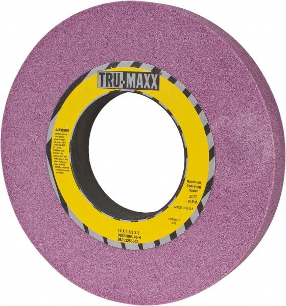 Tru-Maxx 66253255602 Surface Grinding Wheel: 12" Dia, 1-1/2" Thick, 5" Hole, 46 Grit, H Hardness 