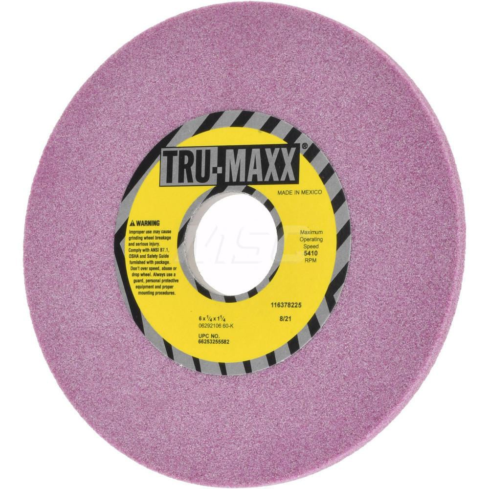 Tru-Maxx 66253255582 Surface Grinding Wheel: 6" Dia, 1/4" Thick, 1-1/4" Hole, 60 Grit, K Hardness Image