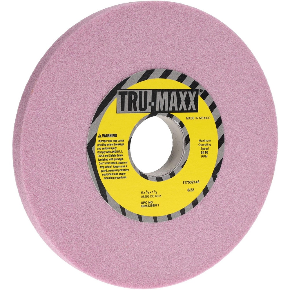 Tru-Maxx 66253255571 Surface Grinding Wheel: 6" Dia, 1/2" Thick, 1-1/4" Hole, 60 Grit, K Hardness Image