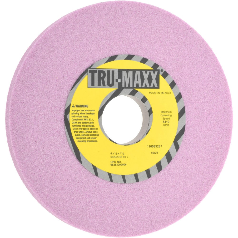 Tru-Maxx 66253292506 Surface Grinding Wheel: 6" Dia, 1/2" Thick, 1-1/4" Hole, 60 Grit, J Hardness Image