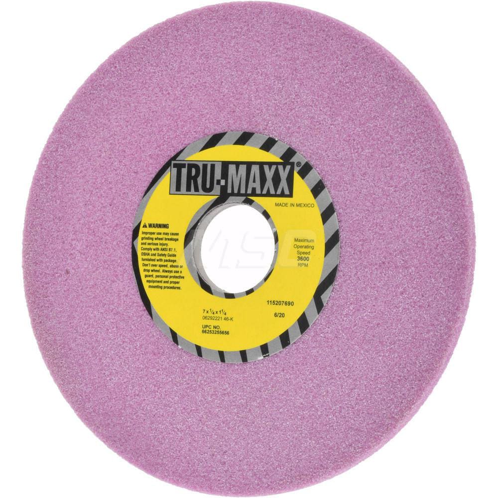 Tru-Maxx 66253255656 Surface Grinding Wheel: 7" Dia, 1/4" Thick, 1-1/4" Hole, 46 Grit, K Hardness Image