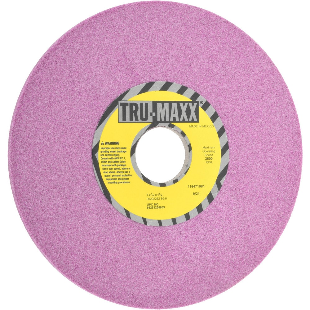 Tru-Maxx 66253255639 Surface Grinding Wheel: 7" Dia, 1/4" Thick, 1-1/4" Hole, 80 Grit, H Hardness Image