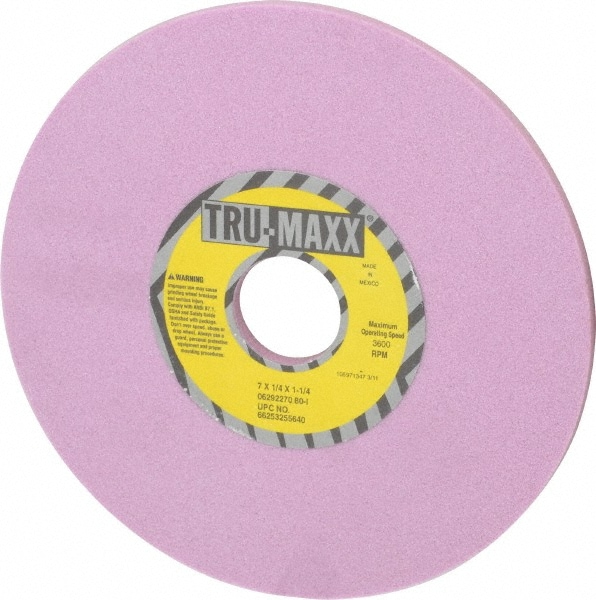 Tru-Maxx 66253255640 Surface Grinding Wheel: 7" Dia, 1/4" Thick, 1-1/4" Hole, 80 Grit, I Hardness Image