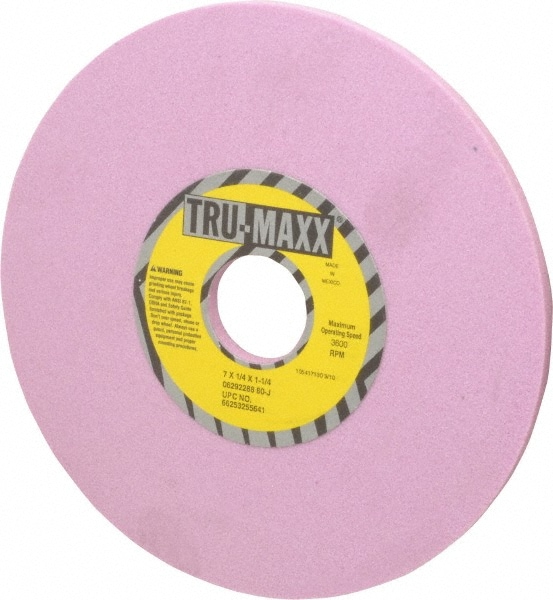 Tru-Maxx 66253255641 Surface Grinding Wheel: 7" Dia, 1/4" Thick, 1-1/4" Hole, 80 Grit, J Hardness Image