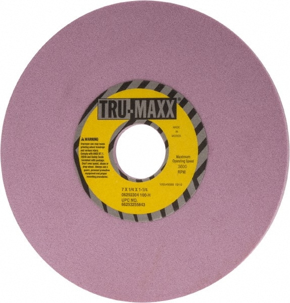 Tru-Maxx 66253255643 Surface Grinding Wheel: 7" Dia, 1/4" Thick, 1-1/4" Hole, 100 Grit, H Hardness Image